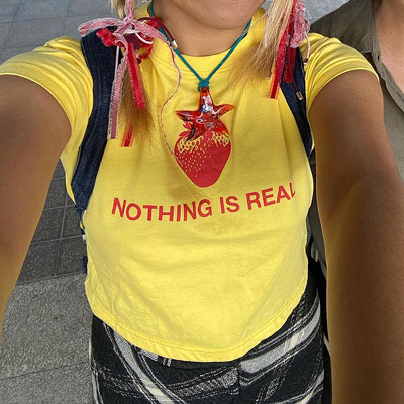 Damen Kreatives Grafik T-Shirt mit Erdbeer-Motiv Drune