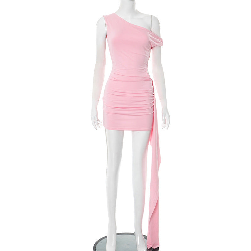 Damen figurbetontes Ein-Schulter Kleid mit Cut-out-Design Drune