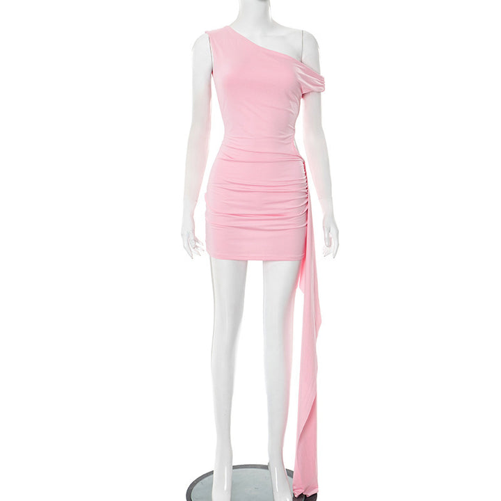Damen figurbetontes Ein-Schulter Kleid mit Cut-out-Design Drune