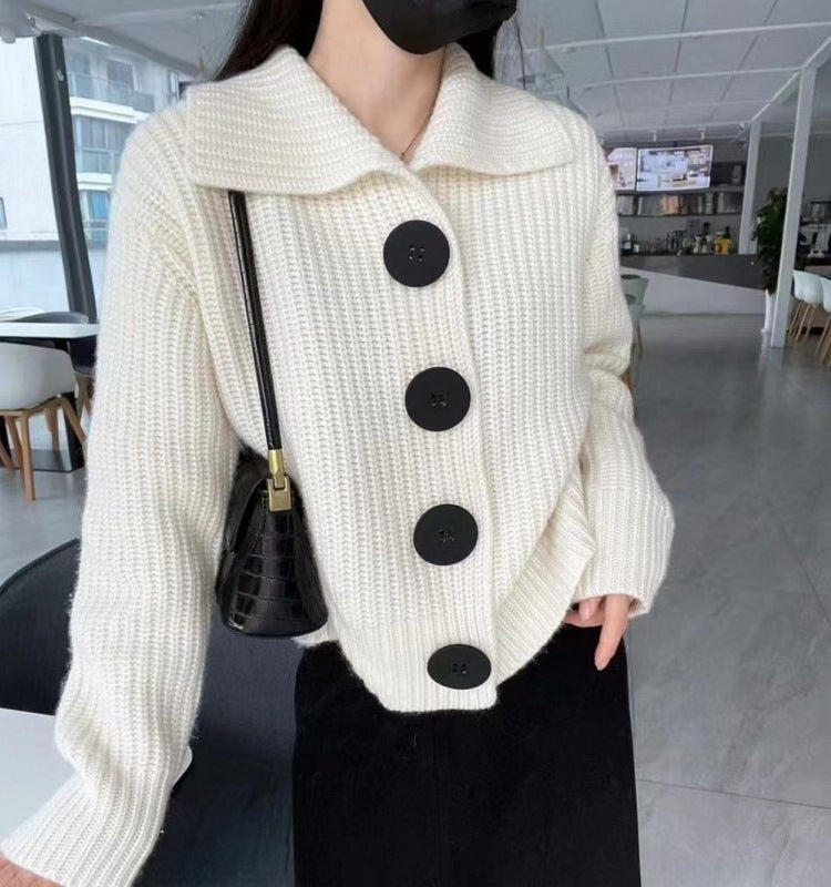 Damen Strickjacke mit oversized Schnitt und großen Knöpfen Drune