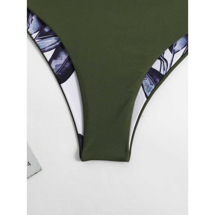 Damen Triangel-Bikini mit modischem Floral-Muster und einseitigem Träger Drune