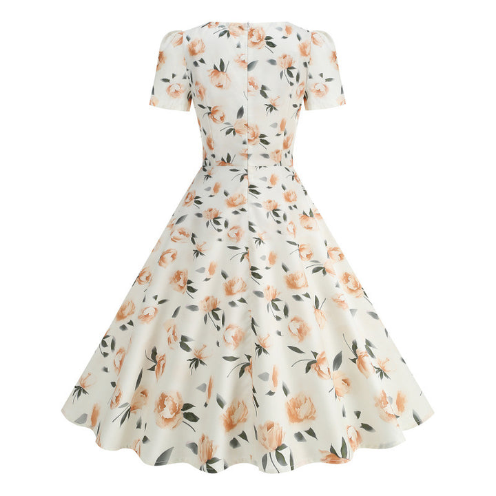 Damen Freizeitkleid mit floralem Design und schwingendem Rock Drune