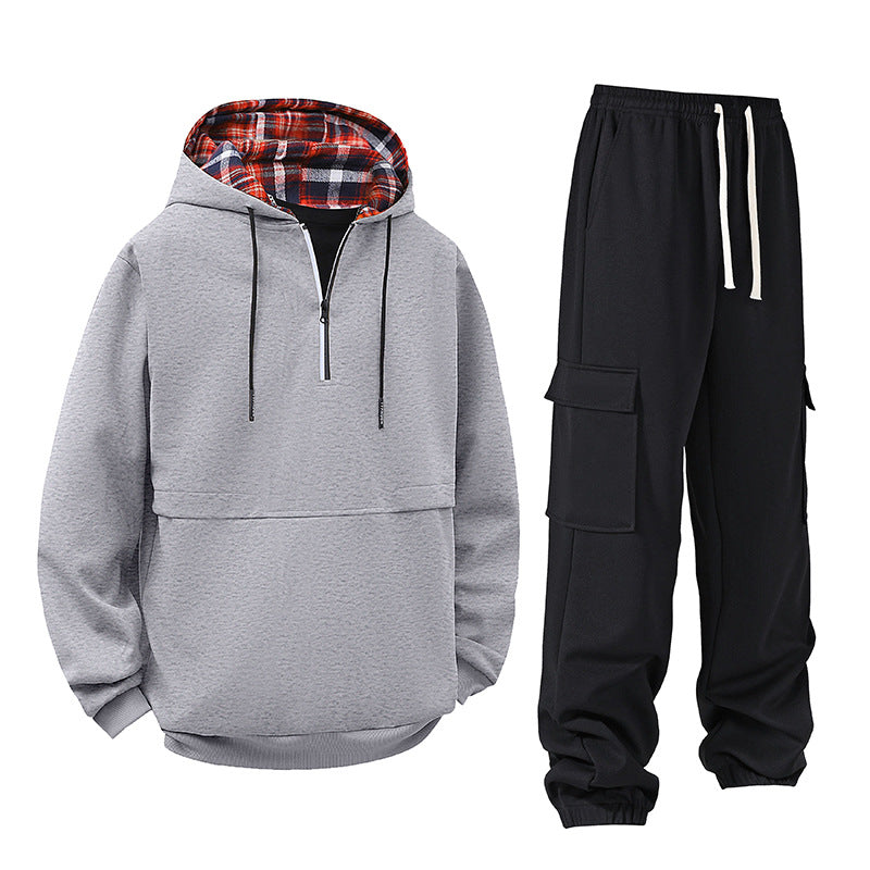 Damen lässiger Hoodie mit Druckknopf und Cargo-Hose Drune