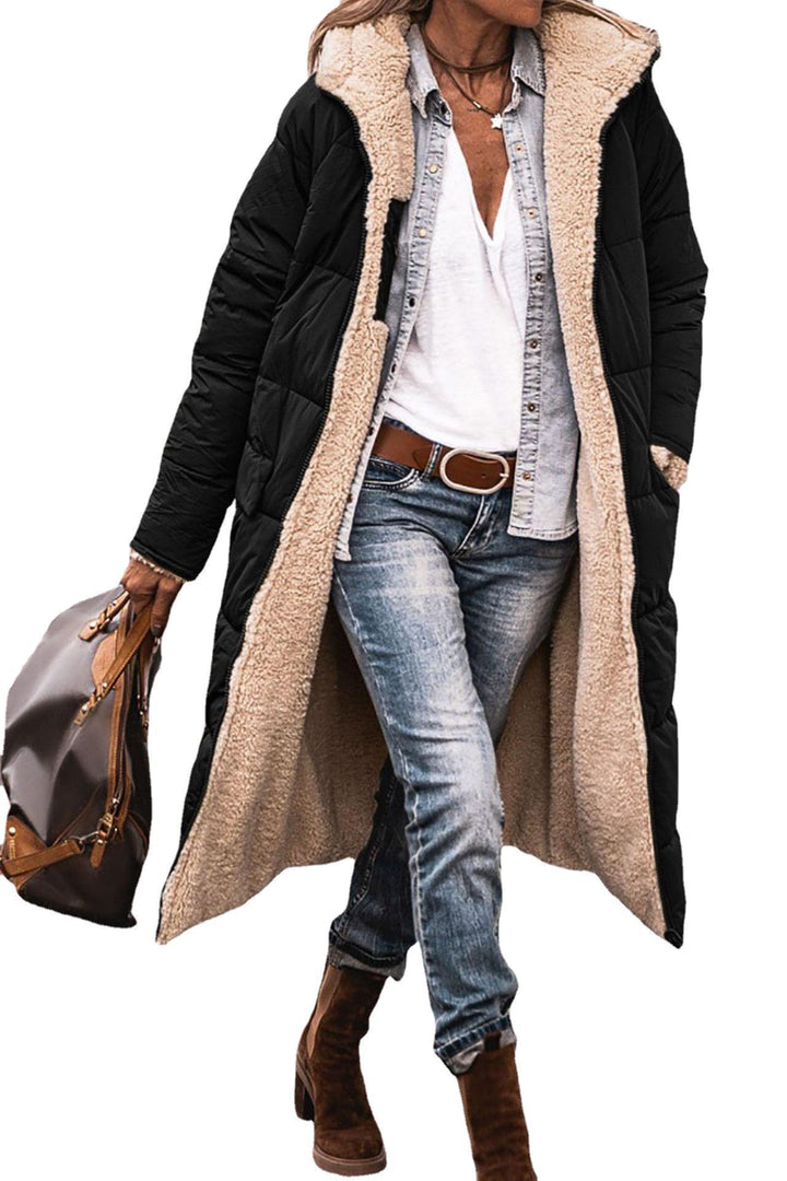 Damen Lange Winterjacke mit weich gefüttertem Kragen Drune