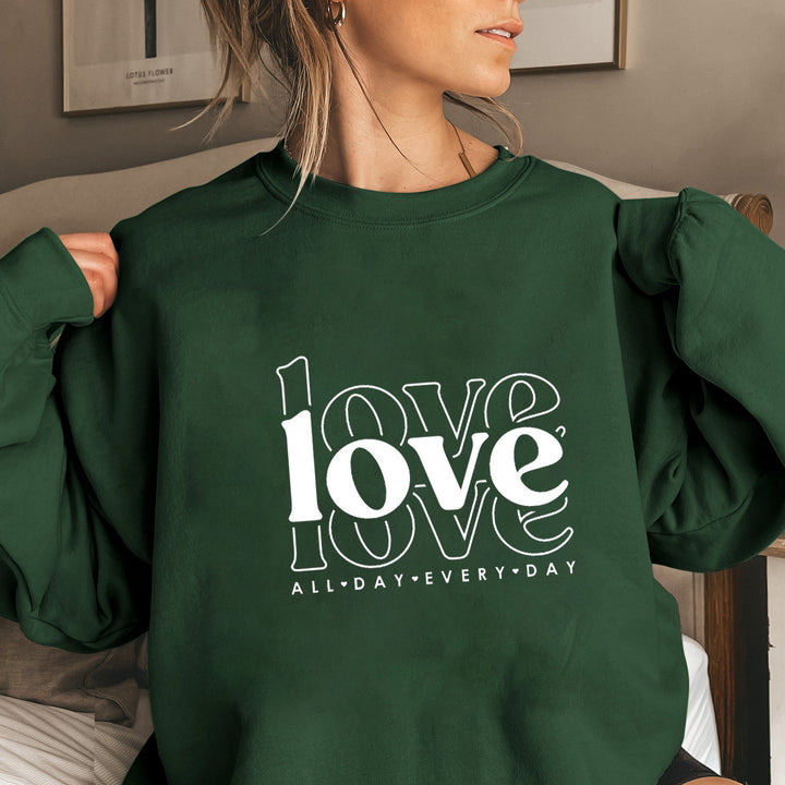 Damen Sweatshirt mit voluminösen Ärmeln und modernem Love-Print Drune