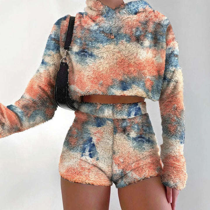 Damen gemütliches Hoodie- und Shorts-Set Drune