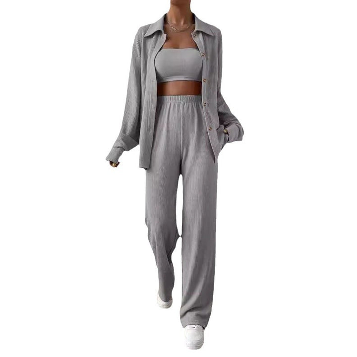 Damen Zweiteiliges Lounge-Set mit Oberteil und weiter Hose Drune
