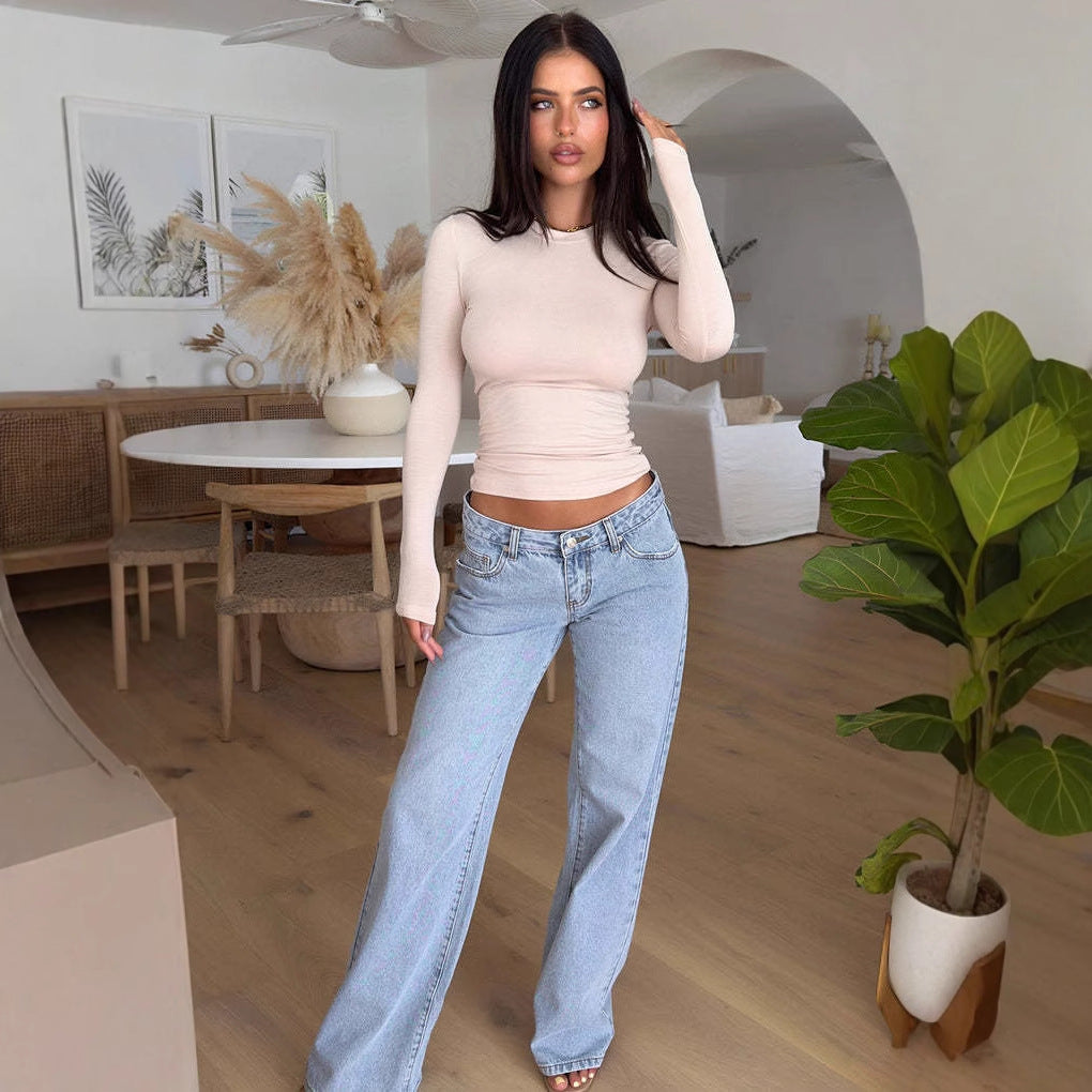 Damen Langarmshirt mit figurbetontem Schnitt und raffinierten Details Drune