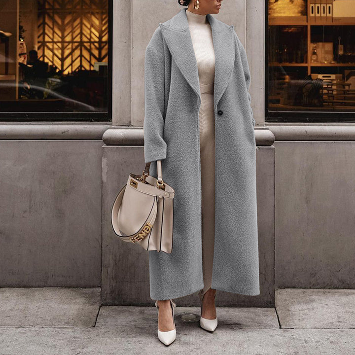 Damen Eleganter und warmer Wollmantel mit modernem Schnitt Drune