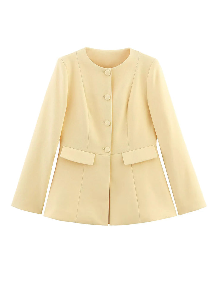 Damen eleganter Blazer mit modischem Schnitt und dekorativen Knopfdetails Drune