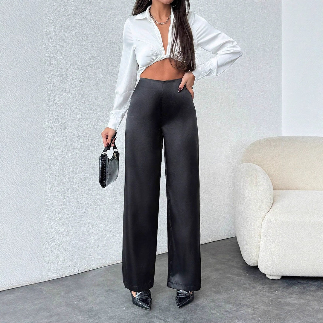Damen Weite Satin-Hose mit elegantem Schnitt Drune