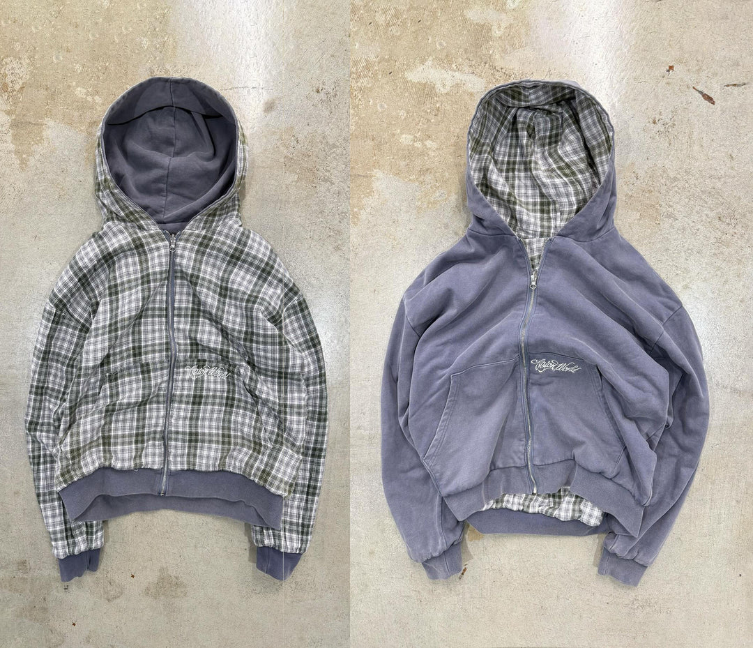 Damen gestreifte Kapuzenjacke mit doppeltem Material Drune