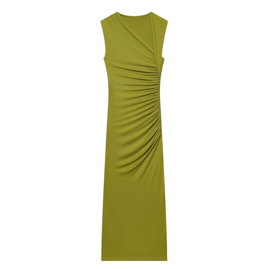 Damen ärmelloses Maxikleid mit raffinierten Rüschendetails und elegantem Schnitt Drune