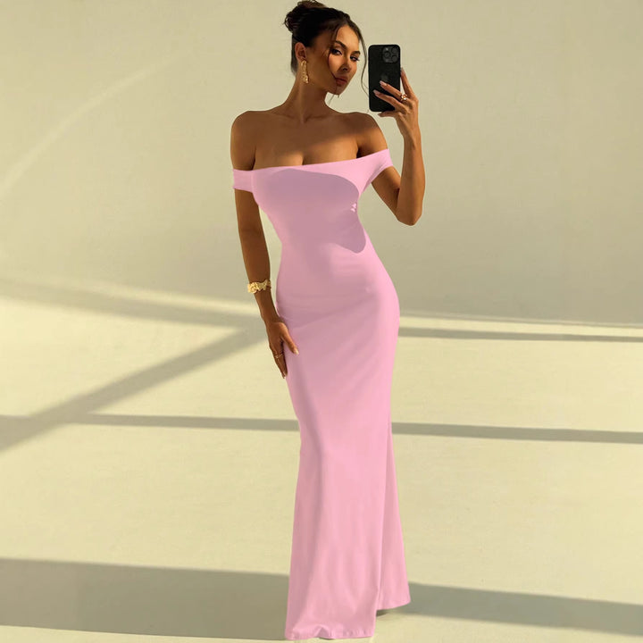 Damen Elegantes Off-Shoulder Maxikleid mit figurbetontem Schnitt Drune