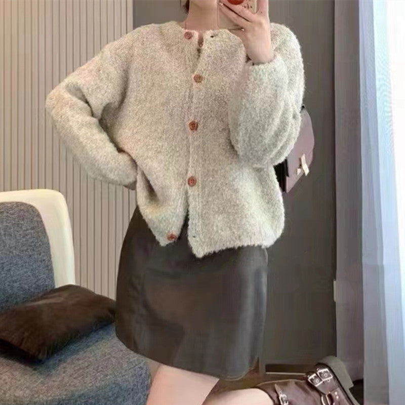 Damen kuscheliger Strickcardigan mit dekorativen Knöpfen und lässigem Schnitt Drune