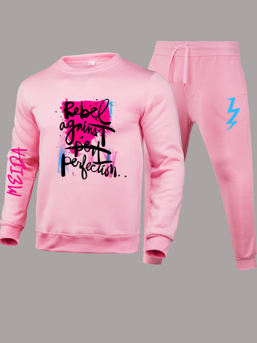 Damen Sportliches Sweatshirt- und Jogginghose-Set mit urbanem Grafikdruck Drune