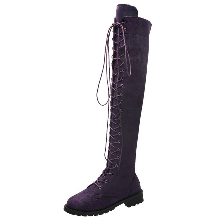 Damen Overknee-Stiefel mit raffinierter Schnürung und robustem Profil Drune