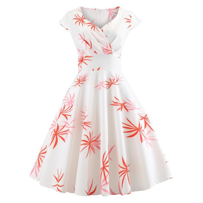 Damen Swingkleid mit elegantem Wickeldesign und floralen Akzenten Drune