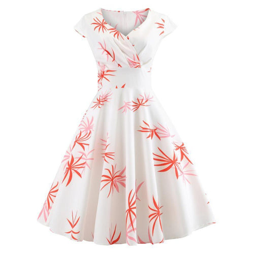 Damen Swingkleid mit elegantem Wickeldesign und floralen Akzenten Drune