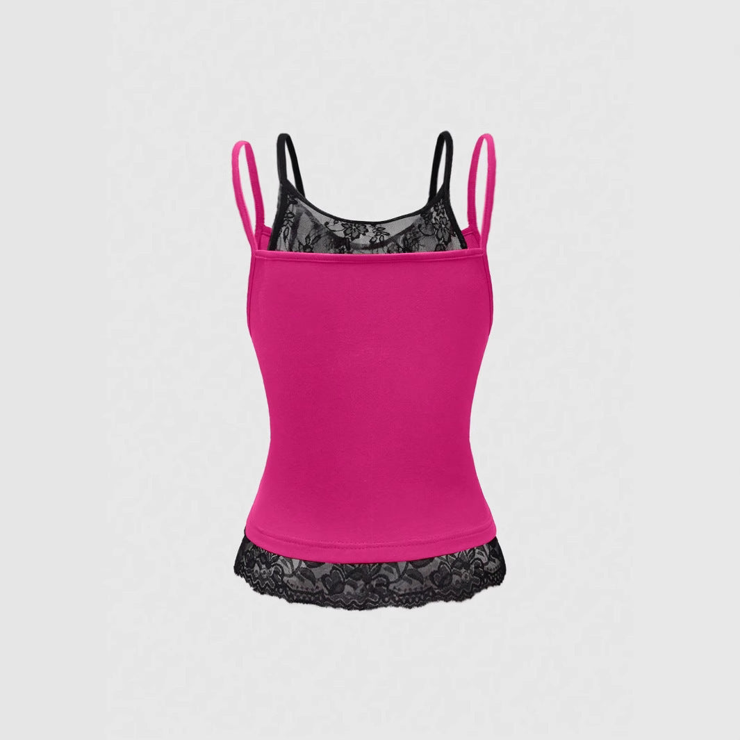 Damen Spitze Cami Top mit Grafischem Print Drune