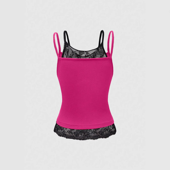 Damen Spitze Cami Top mit Grafischem Print Drune