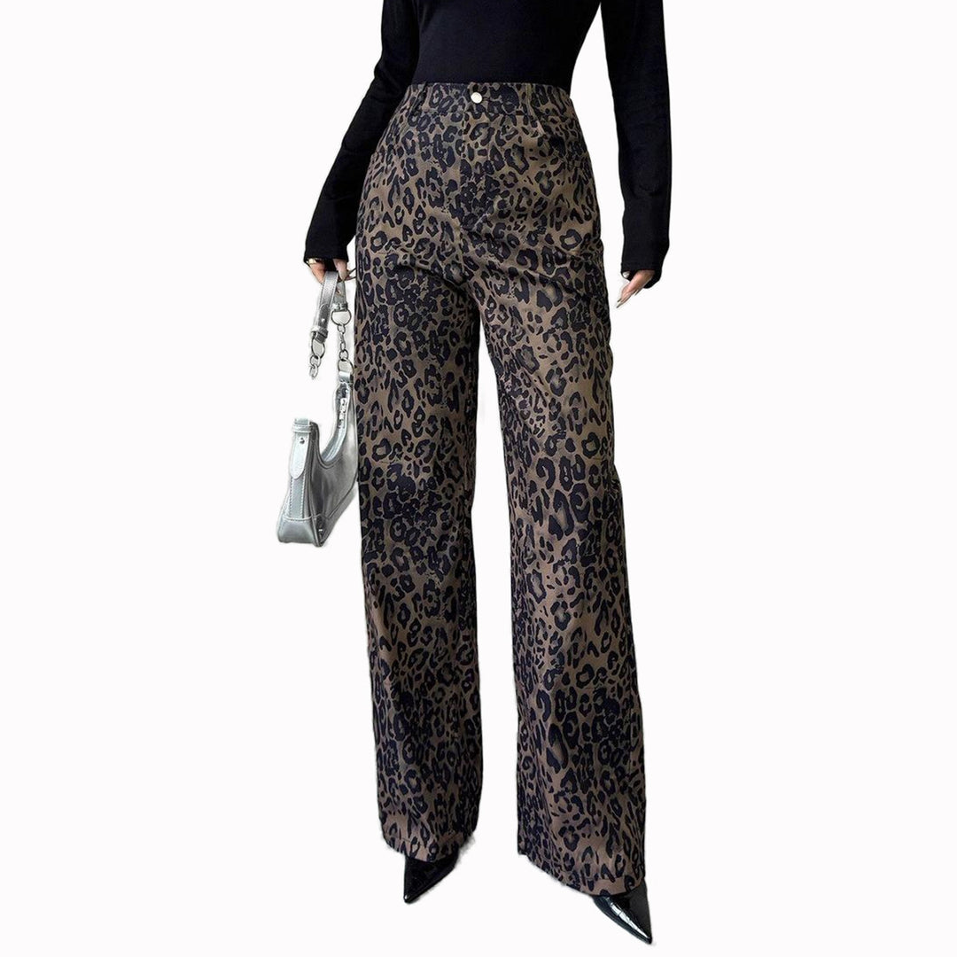 Damen Weite Hosen mit Modischem Leopardenmuster Drune