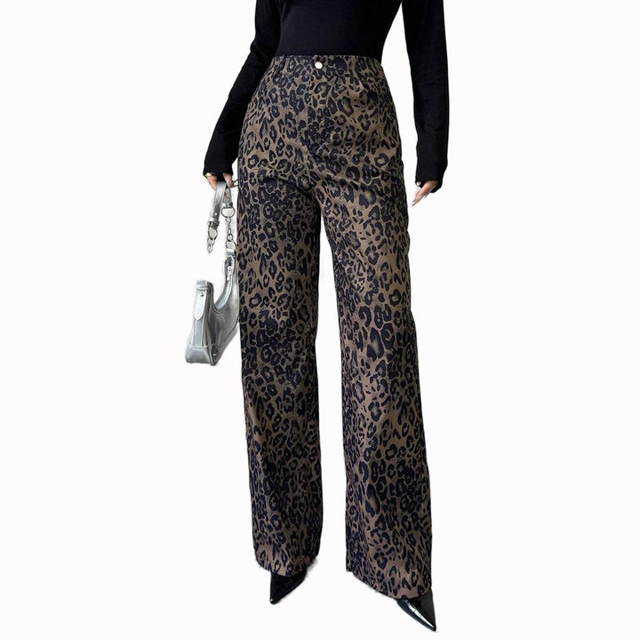 Damen Weite Hosen mit Modischem Leopardenmuster Drune