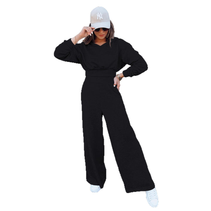 Damen lässiger Jumpsuit mit weitem Bein und praktischer Kapuze Drune