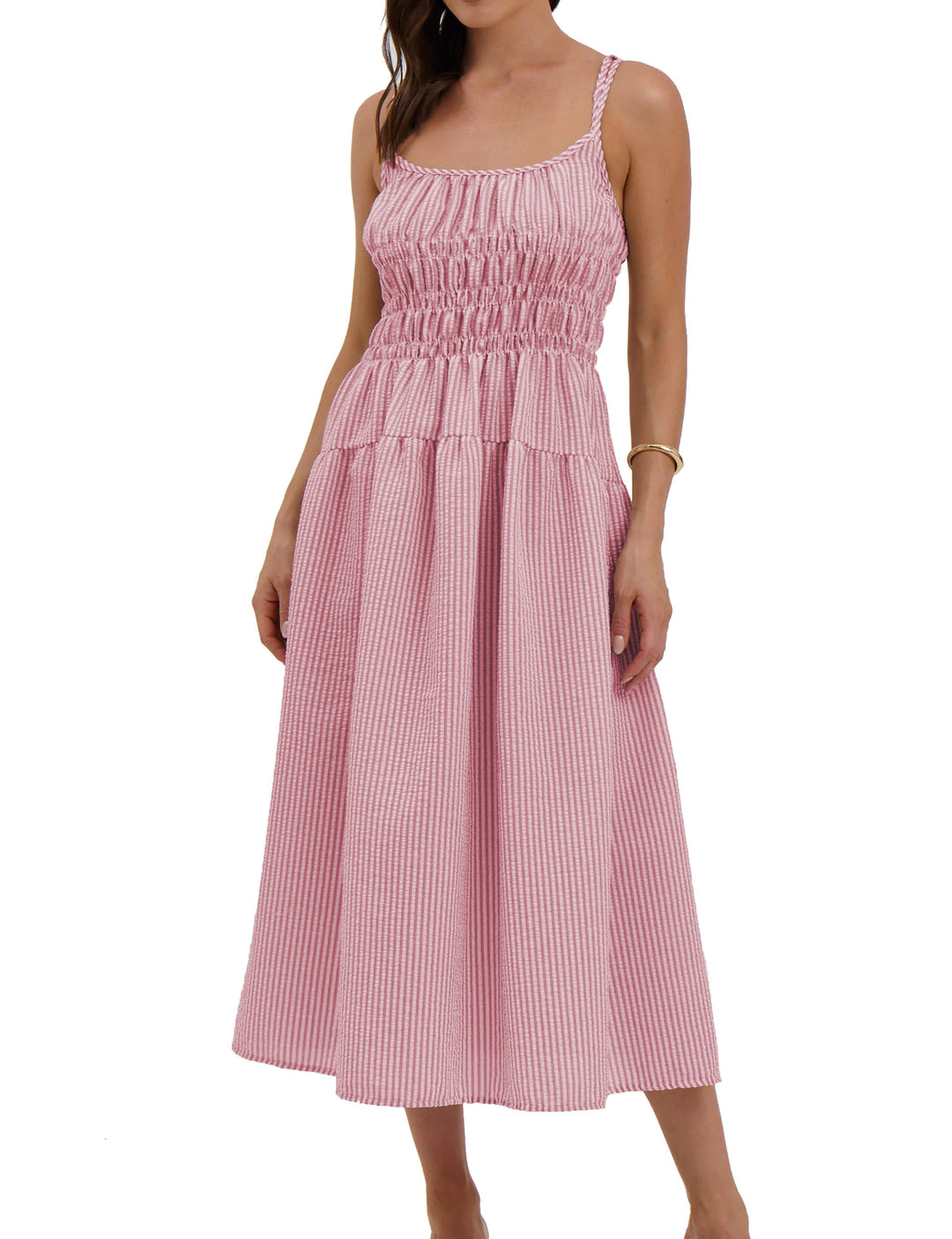 Damen luftiges Maxikleid mit Gummizug und Taschen Drune