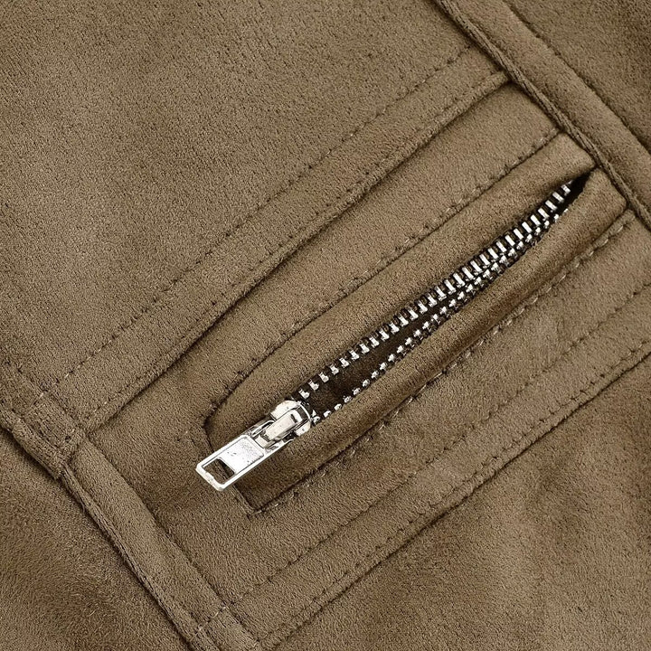 Damen Kunstleder Blousonjacke mit praktischen Taschen und elastischem Saum Drune