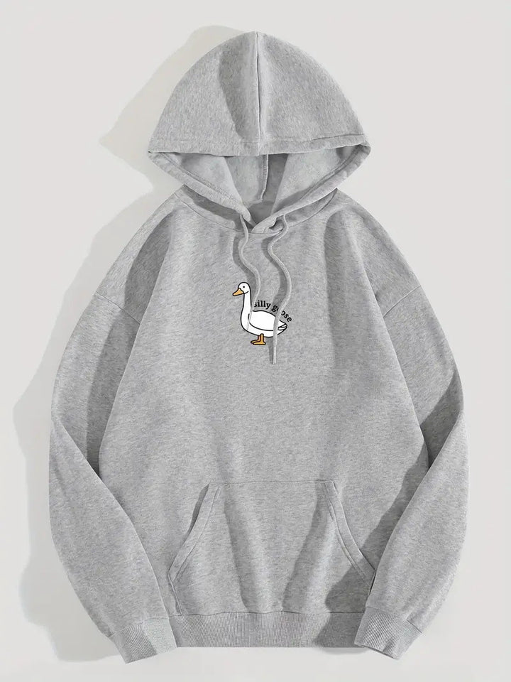 Damen Kapuzenpullover mit kreativem Gänsemotiv und weichem fleece innen Drune