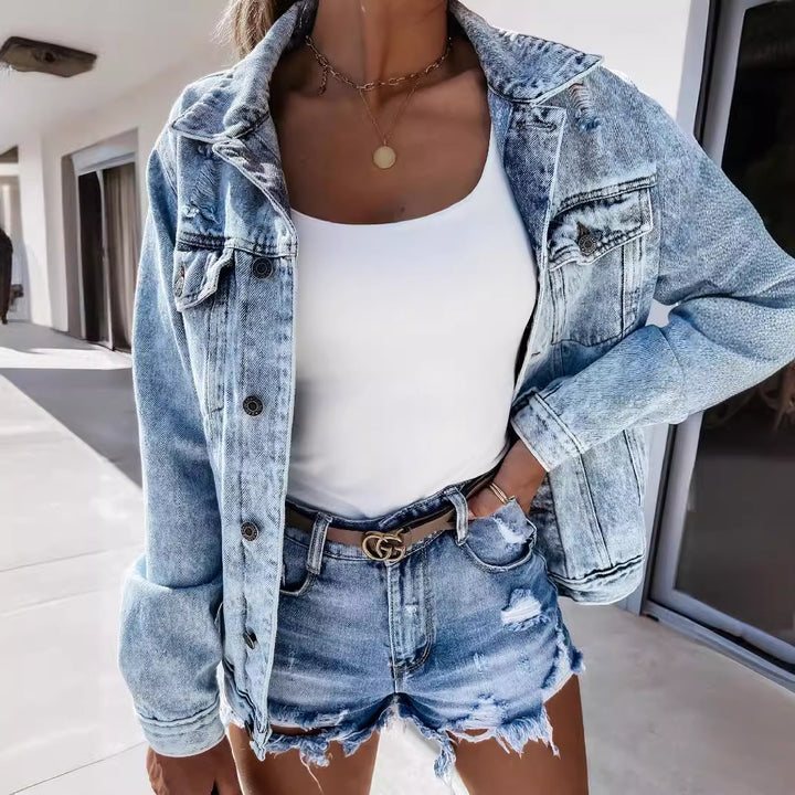 Damen Destroyed Denim-Shorts Drune