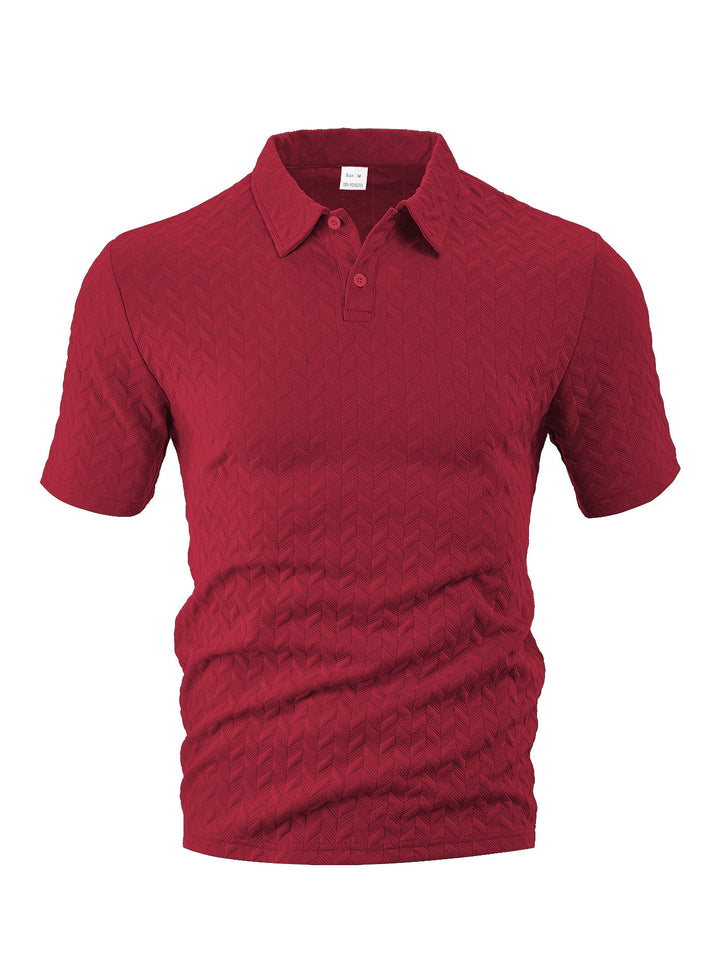 Herren nan kurzärmeliges Poloshirt mit eingeprägter Zickzackstruktur und klassischem Hemdkragen Drune