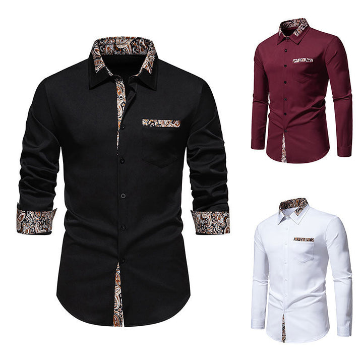 Herren Langarmhemd mit eleganten Paisley-Mustern Drune