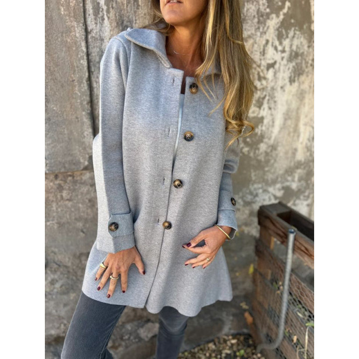 Damen elegante Übergangsjacke mit schickem Kragen und dekorativen Knopfdetails Drune