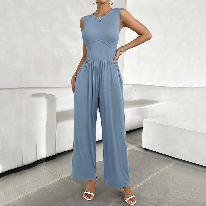 Damen Eleganter Jumpsuit mit tailliertem Schnitt und weitem Bein Drune