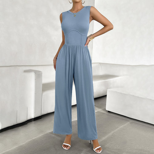 Damen Eleganter Jumpsuit mit tailliertem Schnitt und weitem Bein Drune