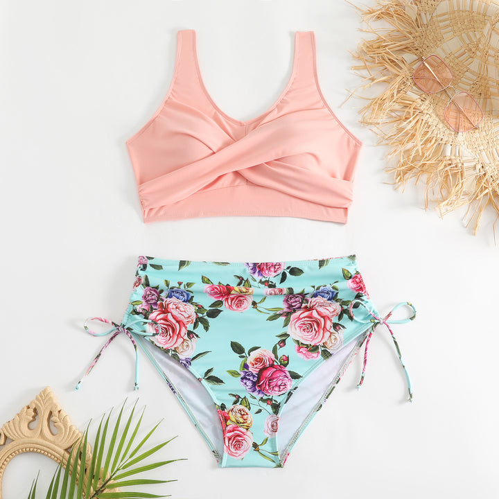 Damen Bikini-Set mit schickem Wickeloberteil und hoch taillierten Höschen Drune