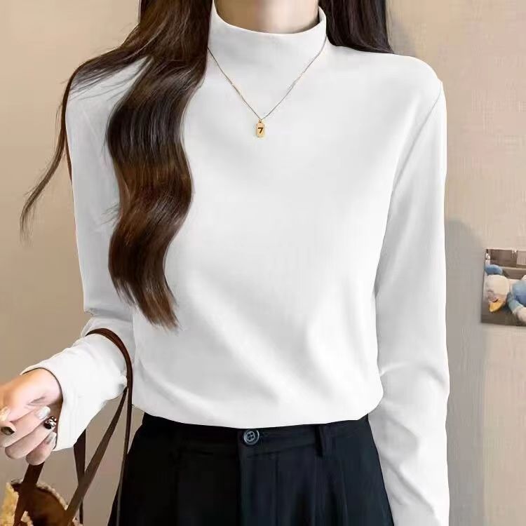 Damen Langarmshirt mit hochgeschlossenem Kragen und feiner Struktur Drune