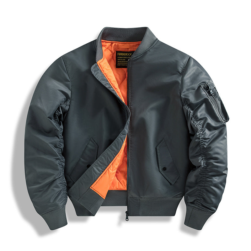 Herren  isolierte Flugjacke im Bomber-Stil mit kontrastierendem, gefüttertem Innenfutter und Ärmel-Reißverschluss-Nutzungsfach Drune