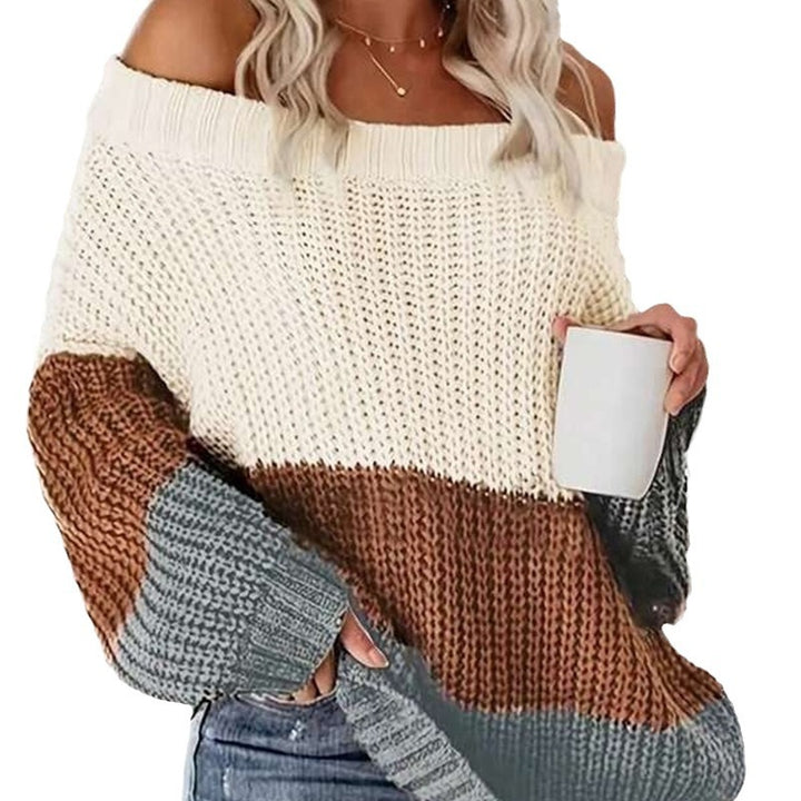 Damen Oversized Strickpullover mit lässigem Schnitt und offener Schulter Drune