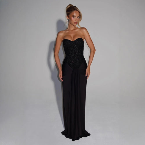 Damen Strapless Glamour- Abendkleid mit drapierter Taille Drune
