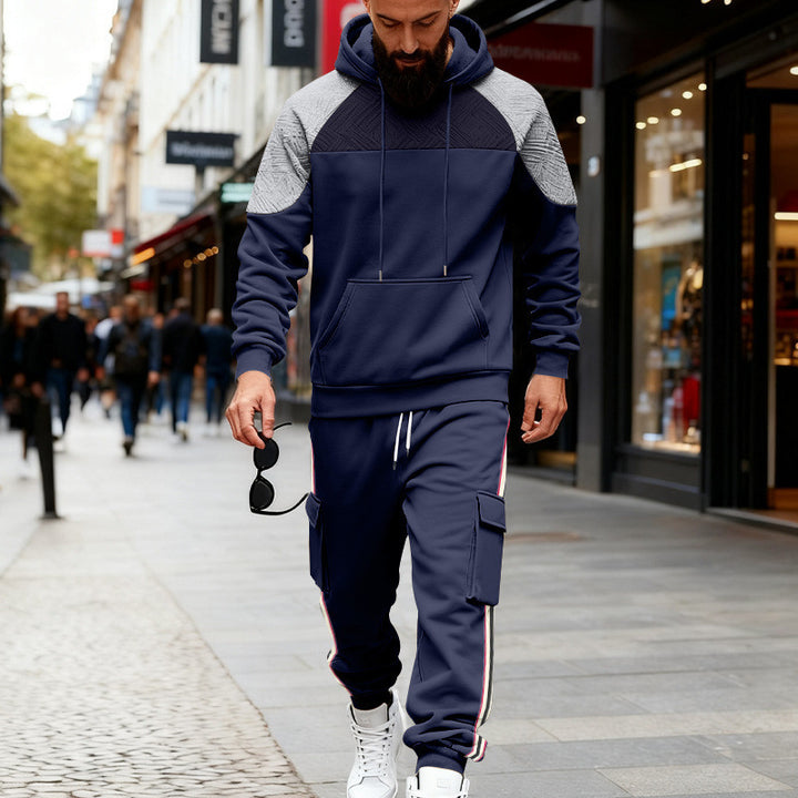 Herren nan zweiteiliges Utility-Freizeitset mit Kapuzenpullover und Cargo-Jogginghose Drune