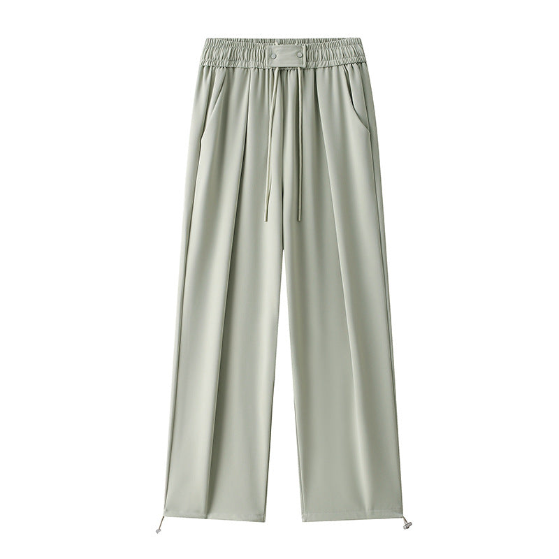 Damen Weitgeschnittene Freizeithose mit elastischem Bund und verstellbarem Kordelzug Drune