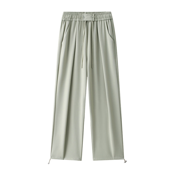 Damen Weitgeschnittene Freizeithose mit elastischem Bund und verstellbarem Kordelzug Drune