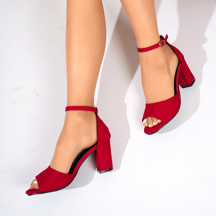 Damen Offene Sandalen mit modischem Blockabsatz und verstellbarem Riemchen Drune