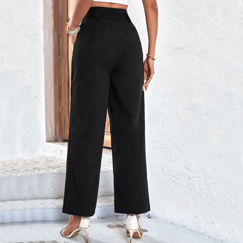 Damen weite Hochbundhose mit schickem Bindegürtel Drune