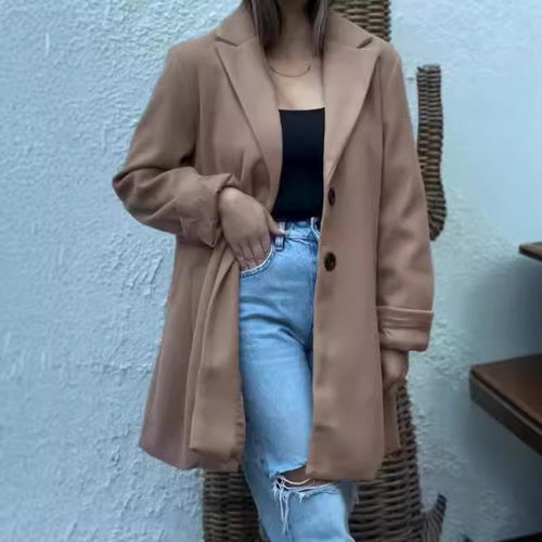 Damen eleganter Wollmantel mit schickem Reverskragen Drune