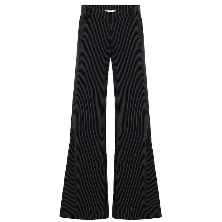 Damen weite Palazzo-Hose mit eleganten Streifen und hohem Bund Drune