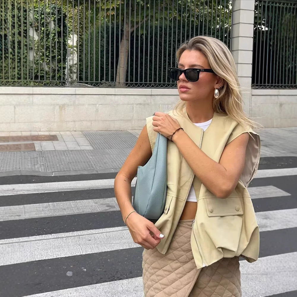 Femme Utility Weste mit Reißverschluss und Taschen-Detail Drune